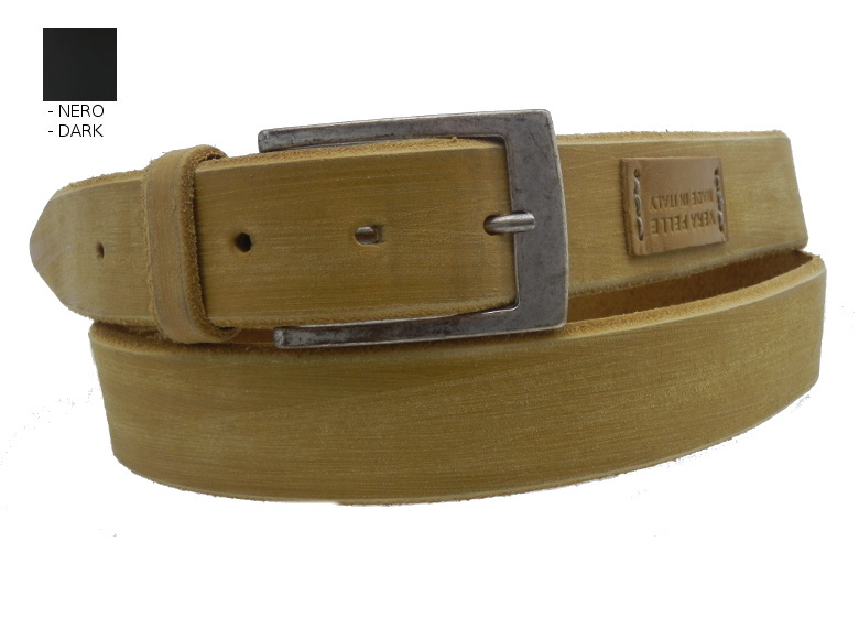 Cintura in cuoio carteggiata - nero - mm35